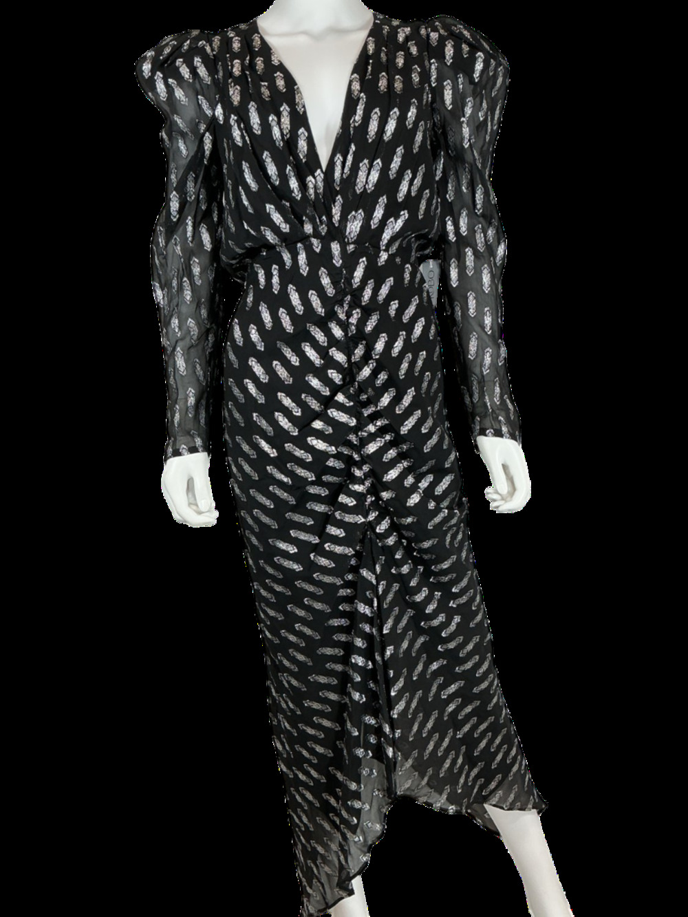 Ronny Kobo Metallic Black Astrid Dress Size M